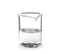 Beaker with liquid on white background