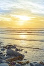 Beal beach rocks and kelp sunset