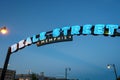 Beale Street Memphis blue neon sign lit up at dusk Royalty Free Stock Photo