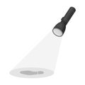 The beam of the flashlight illuminates the footprint. The light of the flashlight single icon in monochrome style vector Royalty Free Stock Photo