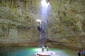 Beam of light inside cave