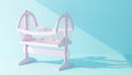 beam of light on a pink empty crib Royalty Free Stock Photo