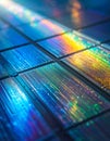 Close-up of an Iridescent Microchip Wafer Royalty Free Stock Photo