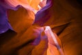 Beam of light in the underground labyrinth of colored sand of th Royalty Free Stock Photo