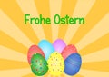 Beam pattern in orange with Easter eggs and lettering in German Royalty Free Stock Photo