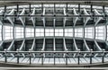 Beam super structure ceiling with window glass inside skyscraper in Taipei, Taiwan. Modern and custom structure detail