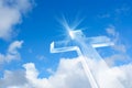 Beaming bright white cross in heaven Royalty Free Stock Photo