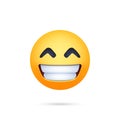 Beaming face with smiling eyes. Facebook emoji with shadow on a white background