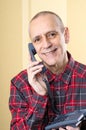 Beaming Man on Phone Royalty Free Stock Photo