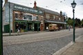 Street Scene with cobbled paving from the Open Air Museum. Beamish, Stanley, UK. August 23, 2010. Royalty Free Stock Photo