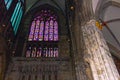 Beams of colourful light inside Cologne cathedral