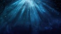 Ethereal Blue Light Rays and Particles Background Royalty Free Stock Photo