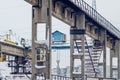 Beams and piers for bridge crane, concrete products warehouse