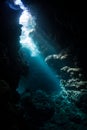 Sunlight and Dark Underwater Cave in the Solomon Islands