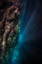 Beams of Sunlight Descending Underwater Royalty Free Stock Photo