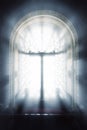 Beams of sunlight in the window Royalty Free Stock Photo