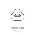 bean bag icon vector from furnitures collection. Thin line bean bag outline icon vector illustration. Outline, thin line bean bag