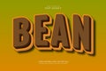 Bean editable text effect 3 dimension emboss comic style Royalty Free Stock Photo
