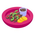 Bean food icon isometric vector. Caribbean dish