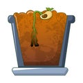 Bean in ground germinated icon, cartoon style