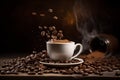 bean cup breakfast brown espresso morning aroma cafe drink mug. Generative AI.