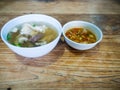 Bean sauce and soup for hainanese chicken rice Royalty Free Stock Photo