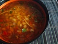 Bean soup prepared in a large bowl