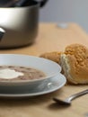Bean soup with soured cream Royalty Free Stock Photo