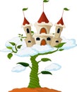 Bean sprout with castle in the clouds cartoon
