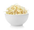 Bean Sprouts in white bowl on white background Royalty Free Stock Photo