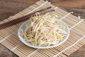 Bean sprouts in white plate. Royalty Free Stock Photo