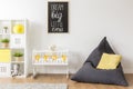 Beanbag chair in baby room