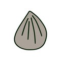 Beanbag puff doodle icon in cartoon style grey brown