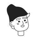 Beanie hat boy caucasian black and white black and white 2D vector avatar illustration