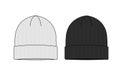 Beanie hat knit cap template vector illustration set