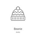 beanie icon vector from arctic collection. Thin line beanie outline icon vector illustration. Linear symbol for use on web and