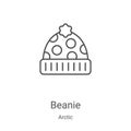 beanie icon vector from arctic collection. Thin line beanie outline icon vector illustration. Linear symbol for use on web and