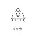 beanie icon vector from scouts collection. Thin line beanie outline icon vector illustration. Outline, thin line beanie icon for