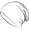 Beanie seamed cap, hat Slouch beanie hat. Warm hat for winter, cold days sketch drawing, contour lines drawn mode object