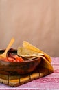 Beans cooked in a clay dish with tomato and tortillas, mexican poor dish Royalty Free Stock Photo