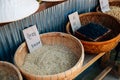 Beans and grains at Gyodong Island Daeryong old traditional market in Ganghwa-gun, Incheon, Korea Royalty Free Stock Photo