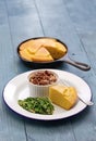 Beans and greens with cornbread, southern cooking