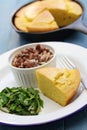 Beans and greens with cornbread, southern cooking Royalty Free Stock Photo