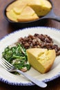 Beans and greens with cornbread, southern cooking Royalty Free Stock Photo