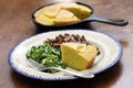 Beans and greens with cornbread, southern cooking Royalty Free Stock Photo