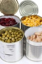 Beans in metal cans