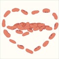 Beans in a pile and forming heart shape Royalty Free Stock Photo