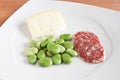 Beans salami and cheese Royalty Free Stock Photo