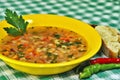 Beans soup with peppers and bread Royalty Free Stock Photo