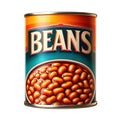 Beans tin can product isolated on white transparent background Royalty Free Stock Photo